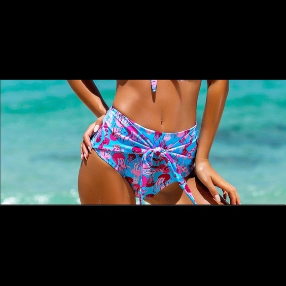 ❤️ Blue & Pink Jellyfish High Waist Bikini Bottom - Picture 2 of 8